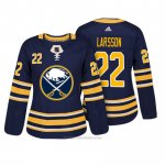 Camiseta Hockey Mujer Buffalo Sabres 4 Johan Larsson Azul Autentico Jugador