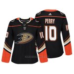 Camiseta Hockey Mujer Anaheim Ducks 10 Corey Perry Negro Autentico Jugador