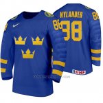 Camiseta Hockey Suecia William Nylander Away 2020 IIHF World Junior Championships Azul