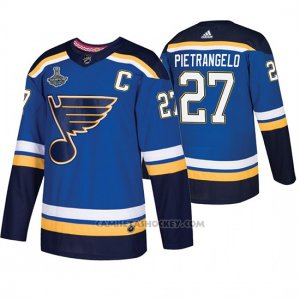 Camiseta Hockey St. Louis Blues Alex Pietrangelo 2019 Stanley Cup Campeones Autentico Jugador Azul