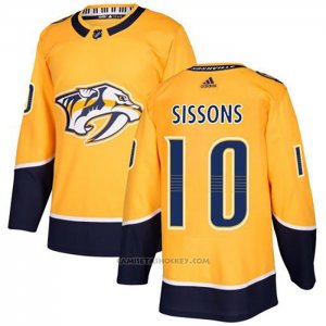 Camiseta Hockey Nashville Predators 10 Colton Sissons Primera Autentico Amarillo