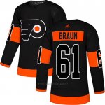 Camiseta Hockey Philadelphia Flyers 61 Justin Braun Alterno Autentico Negro