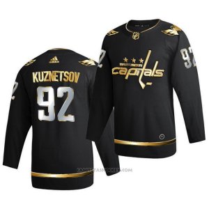 Camiseta Hockey Washington Capitals Evgeny Kuznetsov Golden Edition Limited Autentico 2020-21 Negro