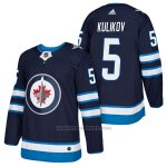 Camiseta Hockey Hombre Autentico Winnipeg Jets 5 Dmitry Kulikov Home 2018 Azul