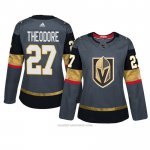 Camiseta Hockey Mujer Vegas Golden Knights 27 Shea Theodore Gris Autentico Home