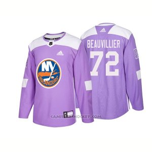Camiseta Hockey Hombre Autentico New York Islanders 72 Anthony Beauvillier Hockey Fights Cancer 2018 Violeta