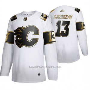 Camiseta Hockey Calgary Flames Johnny Gaudreau Golden Edition Limited Blanco