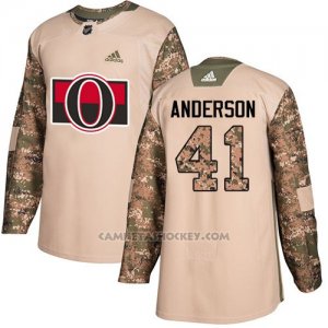 Camiseta Hockey Hombre Ottawa Senators 41 Craig Anderson Camo Autentico 2017 Veterans Day Stitched