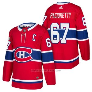 Camiseta Hockey Hombre Autentico Montreal Canadiens 67 Max Pacioretty Home 2018 Rojo