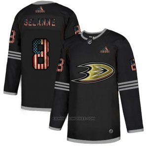 Camiseta Hockey Anaheim Ducks Teemu Selanne 2020 USA Flag Negro