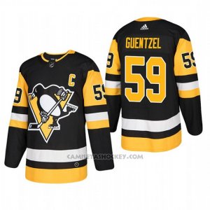 Camiseta Hockey Hombre Pittsburgh Penguins 59 Jake Guentzel Home Autentico Jugador Negro