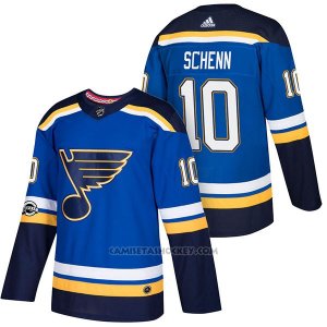 Camiseta Hockey Hombre Autentico St. Louis Blues 10 Brayden Schenn Home 2018 Azul