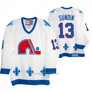 Camiseta Hockey Quebec Nordiques Mats Sundin Heritage Vintage Replica Blanco