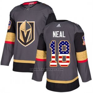 Camiseta Hockey Hombre Vegas Golden Knights 18 James Neal Gris Home Autenticousa Flag Stitched