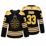 Camiseta Hockey Mujer Boston Bruins 33 Zdeno Chara Bruins Negro Autentico Jugador