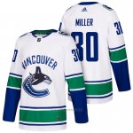 Camiseta Hockey Hombre Vancouver Canucks 30 Ryan Miller Blanco Adidas 2018 Premier