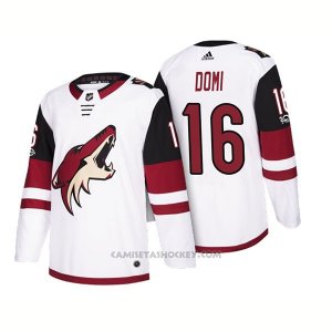 Camiseta Hockey Hombre Arizona Coyotes Max Domi 16 2018 Season Centennial Patch Team Road Blanco