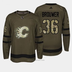 Camiseta Hockey Hombre Calgary Flames 36 Troy Brouwer Verde Salute To Service