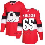 Camiseta Hockey Hombre Ottawa Senators 65 Erik Karlsson Rojo Autentico 2017 100 Classic Stitched