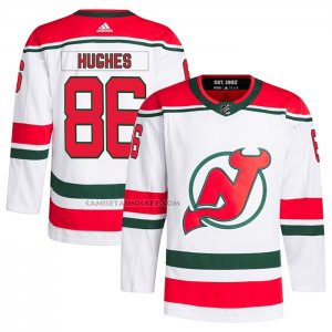 Camiseta Hockey New Jersey Devils Jack Hughes Autentico 2022-23 Blanco