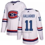 Camiseta Hockey Nino Montreal Canadiens 11 Brendan Gallagher Blanco Autentico 2017 100 Classic Stitched
