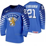 Camiseta Hockey Finlandia Juhani Tyrvainen Away 2020 IIHF World Championship Azul