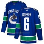 Camiseta Hockey Hombre Vancouver Canucks 6 Brock Boeser Azul Home Autentico Stitched