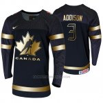 Camiseta Hockey Canada Calen Addison 2020 IIHF World Junior Championship Golden Edition Limited Negro