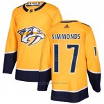 Camiseta Hockey Nashville Predators 17 Wayne Simmonds Primera Autentico Amarillo
