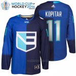Camiseta Hockey Europa Anze Kopitar 11 Premier World Cup 2016 Azul