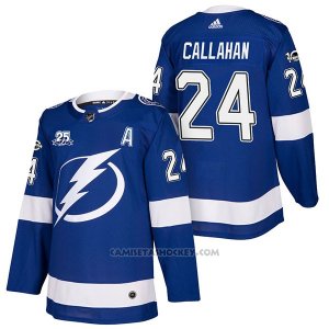 Camiseta Hockey Hombre Autentico Tampa Bay Lightning 24 Ryan Callahan Home 2018 Azul