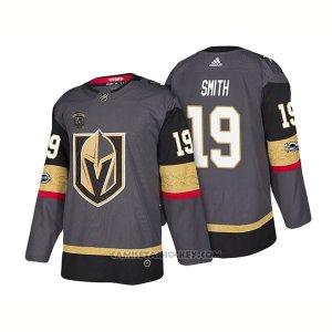 Camiseta Hockey Hombre Autentico Vegas Golden Knights 19 Reilly Smith Steel Home Jugador 2018 Gris