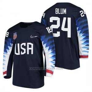 Camiseta USA Team Hockey 2018 Olympic Jonathon Blum 2018 Olympic Azul