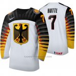Camiseta Hockey Alemania Leon Huttl Home 2020 IIHF World Junior Championship Blanco