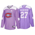 Camiseta Hockey Hombre Autentico Montreal Canadiens 27 Alex Galchenyuk Hockey Fights Cancer 2018 Violeta