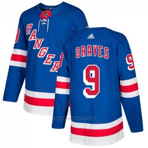 Camiseta Hockey New York Rangers 9 Adam Graves Primera Autentico Azul
