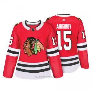 Camiseta Hockey Mujer Chicago Blackhawks 15 Artem Anisimov Rojo Autentico Jugador