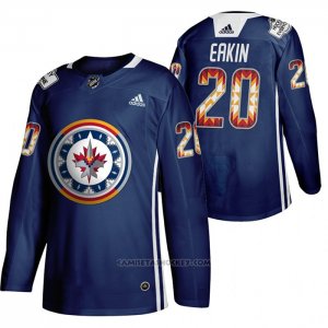 Camiseta Hockey Winnipeg Jets Cody Eakin 2020 Wasac Night Indigenous Heritage Azul