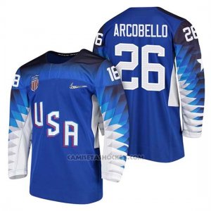 Camiseta USA Team Hockey 2018 Olympic Mark Arcobello Blue 2018 Olympic