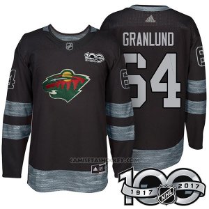 Camiseta Hockey Hombre Minnesota Wild 64 Mikael Granlund 2017 Centennial Limited Negro