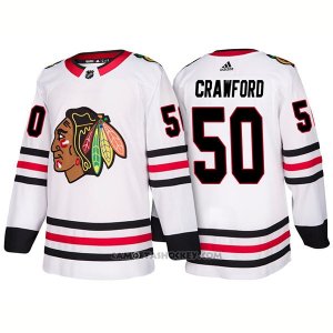 Camiseta Hockey Hombre Male Blackhawks 50 Corey Crawford Away 2018 Blanco
