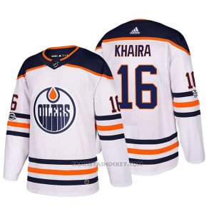 Camiseta Hockey Hombre Edmonton Oilers 16 Jujhar Khaira 2018 Blanco