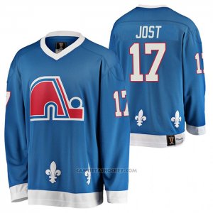Camiseta Hockey Quebec Nordiques Tyson Jost Heritage Vintage Replica Azul