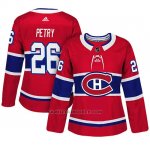 Camiseta Mujer Montreal Canadiens 26 Jeff Petry Adizero Jugador Home Rojo