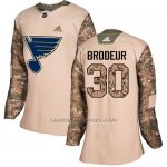 Camiseta Hockey Mujer St. Louis Blues 30 Martin Brodeur Camo Autentico 2017 Veterans Day Stitched
