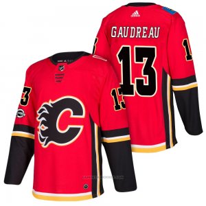 Camiseta Hockey Ninp Calgary Flames 13 Johnny Gaudreau Rojo 2018 Autentico Home