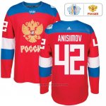 Camiseta Hockey Rusia Artem Anisimov 42 Premier 2016 World Cup Rojo