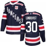 Camiseta Hockey Nino New York Rangers 30 Henrik Lundqvist Azul Autentico 2018 Winter Classic Stitched