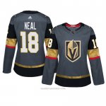Camiseta Hockey Mujer Vegas Golden Knights 18 James Neal Gris Autentico Home