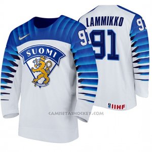 Camiseta Hockey Finlandia Juho Lammikko Home 2020 IIHF World Championship Blanco